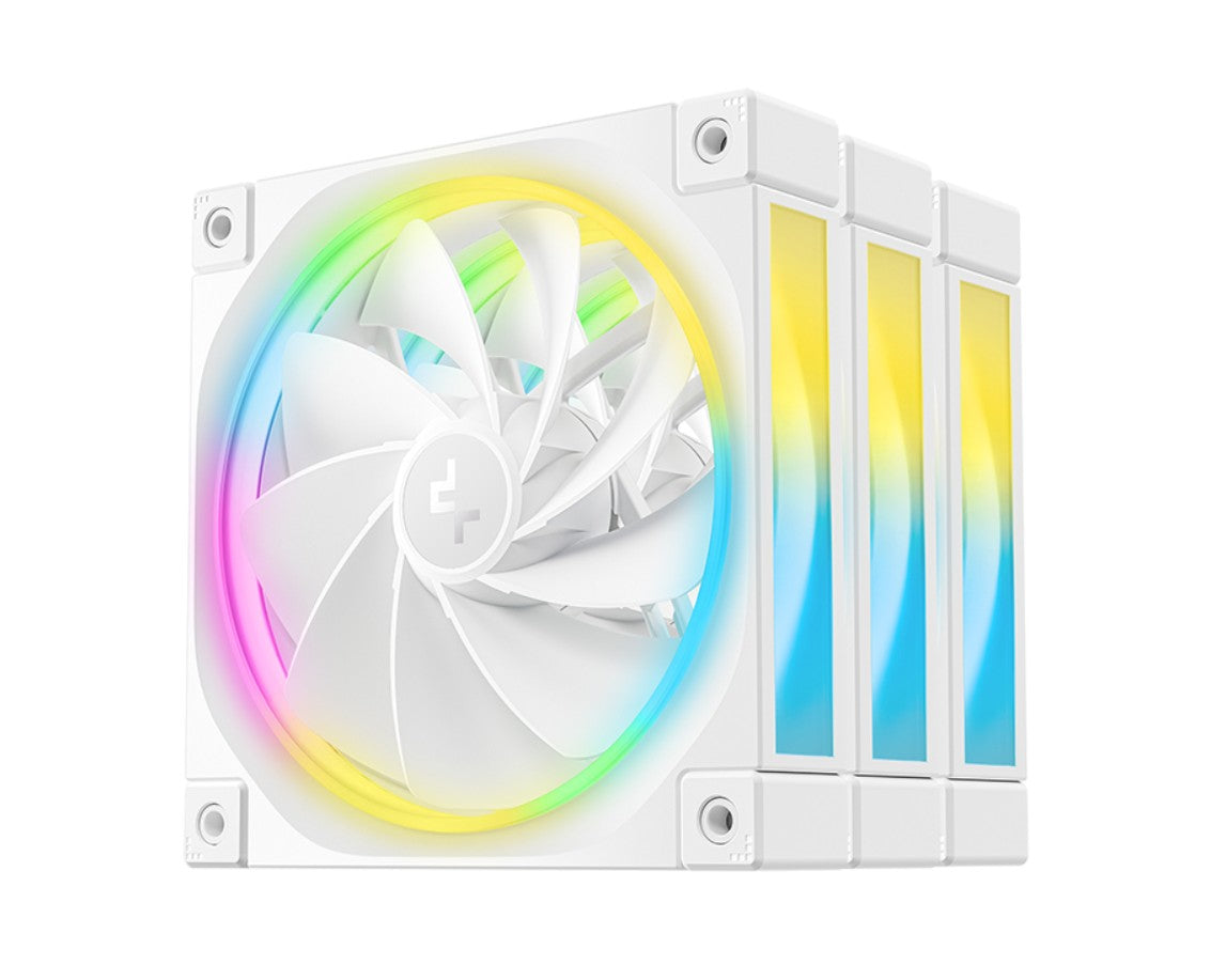 DeepCool FL12R White 120mm (3-Pack)  Unique Addressable RGB  High Performance Fans,  Low Noise, 4-pin PWM, Fluid Dynamic Bearing DeepCool FL12R White 120mm (3-Pack)  Unique Addressable RGB  High Performance Fans,  Low Noise, 4-pin PWM, Fluid Dynamic Bearing